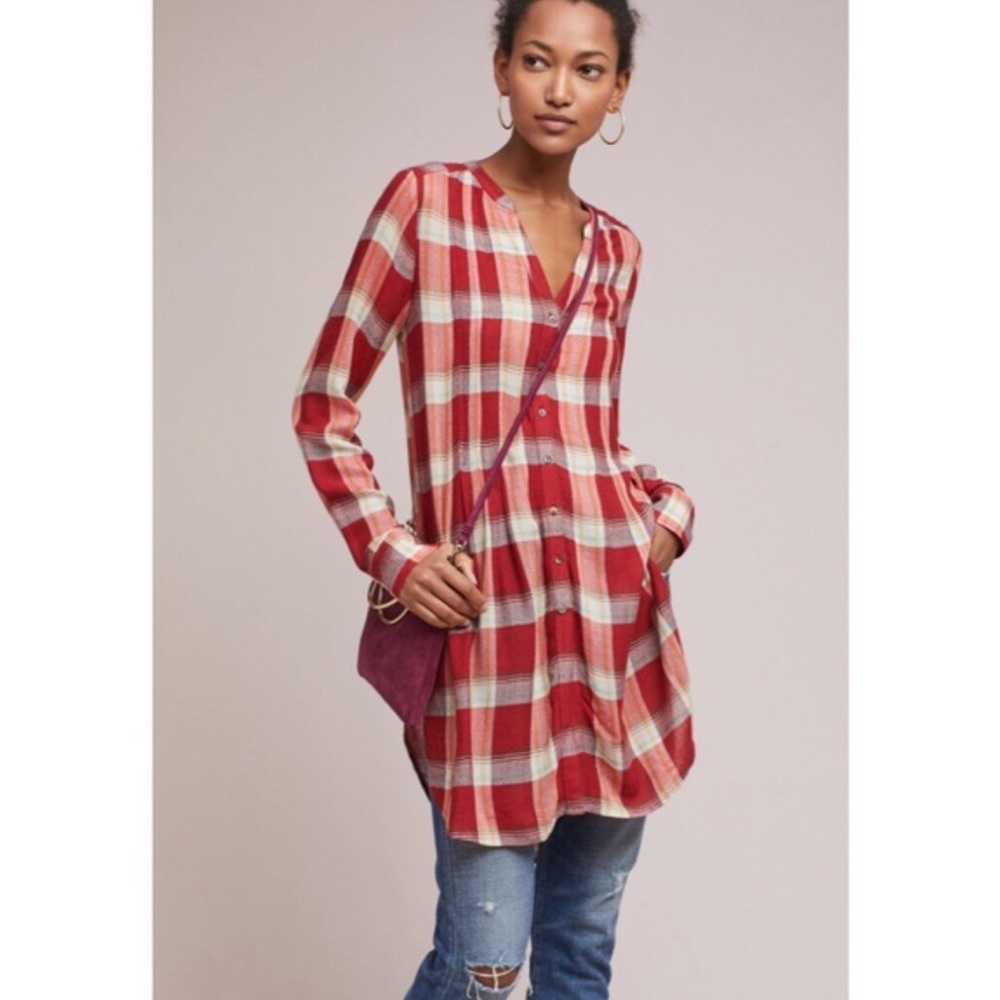 Anthropologie - Akemi + Kin - Lucie Plaid Tunic size large